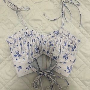 Light Blue Floral Crop Top